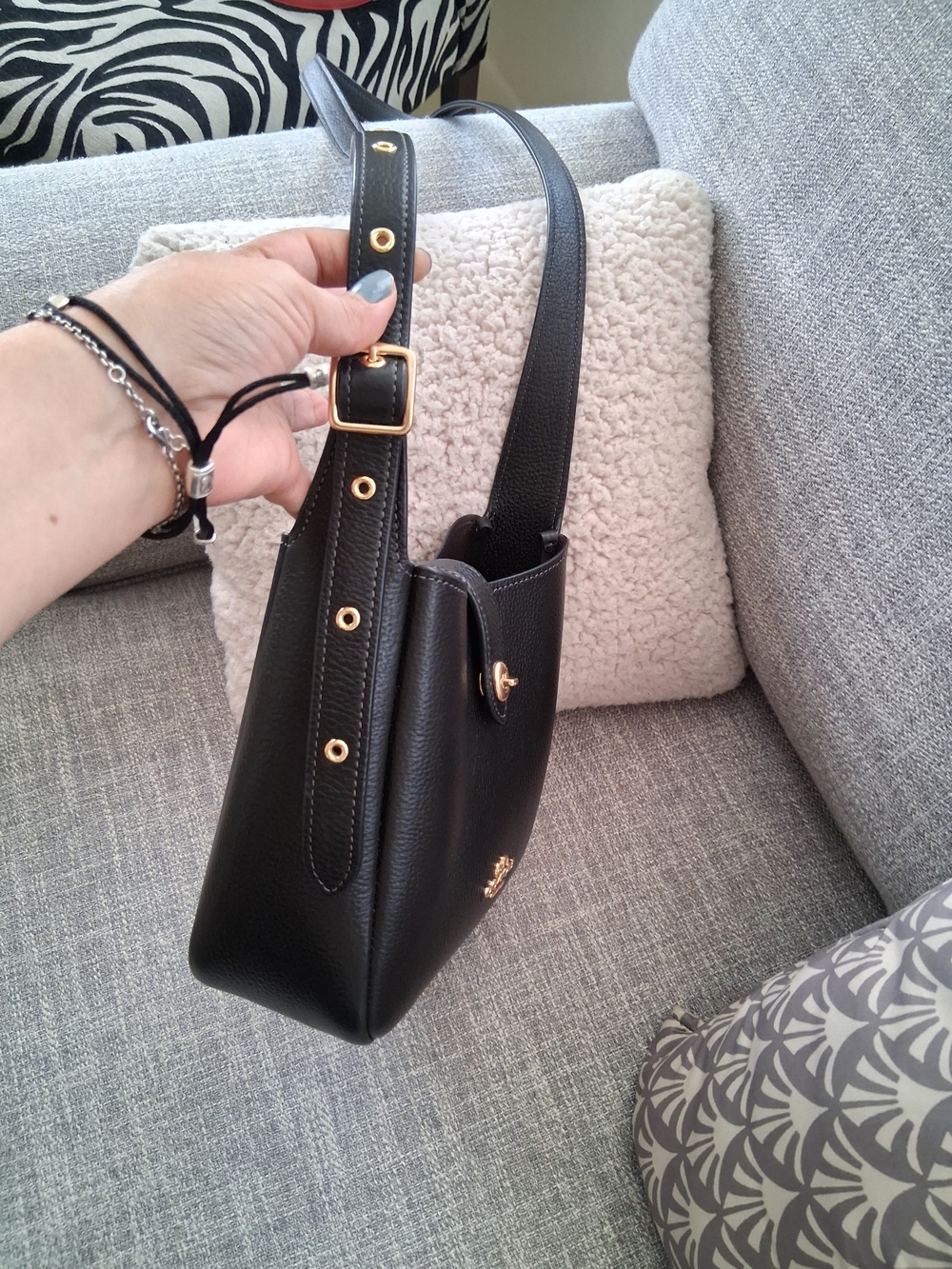 COACH Black Pebbled Hadley Mini  Leathe crossbody  Bag - Picture 7 of 9
